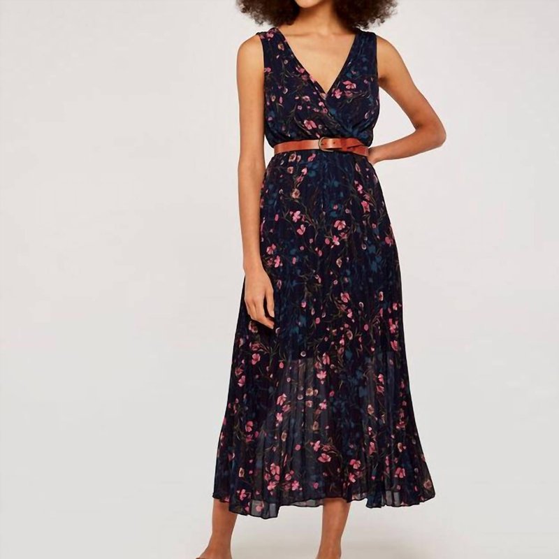 Apricot Navy Floral Dress In Blue