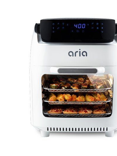 Aria 10 Qt. White Stainless Steel Air Fryer With Touch Screen and Premium Accessory Set and Recipe Book product