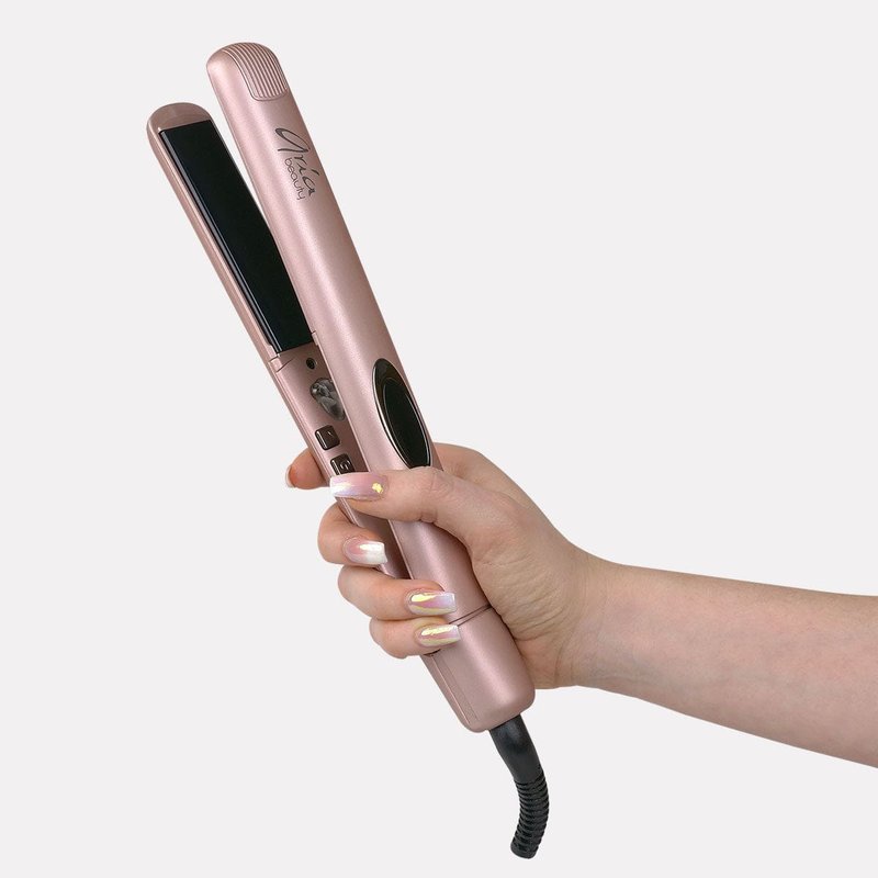 Aria Beauty 1” Rose Gold Infrared Ceramic Hair Straightener In Pink