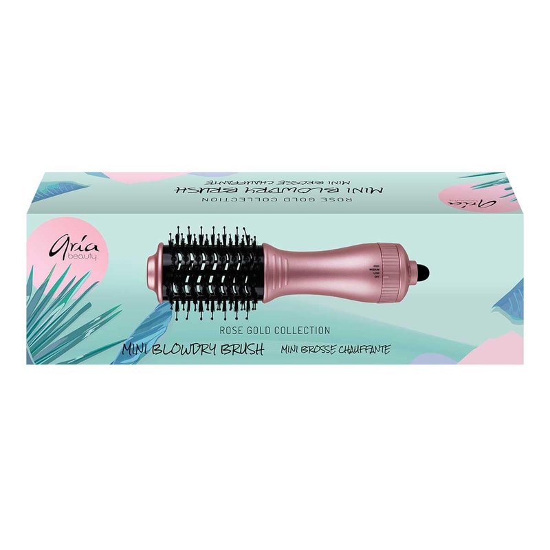 Shop Aria Beauty Rose Gold Mini Blowdry Brush In Pink