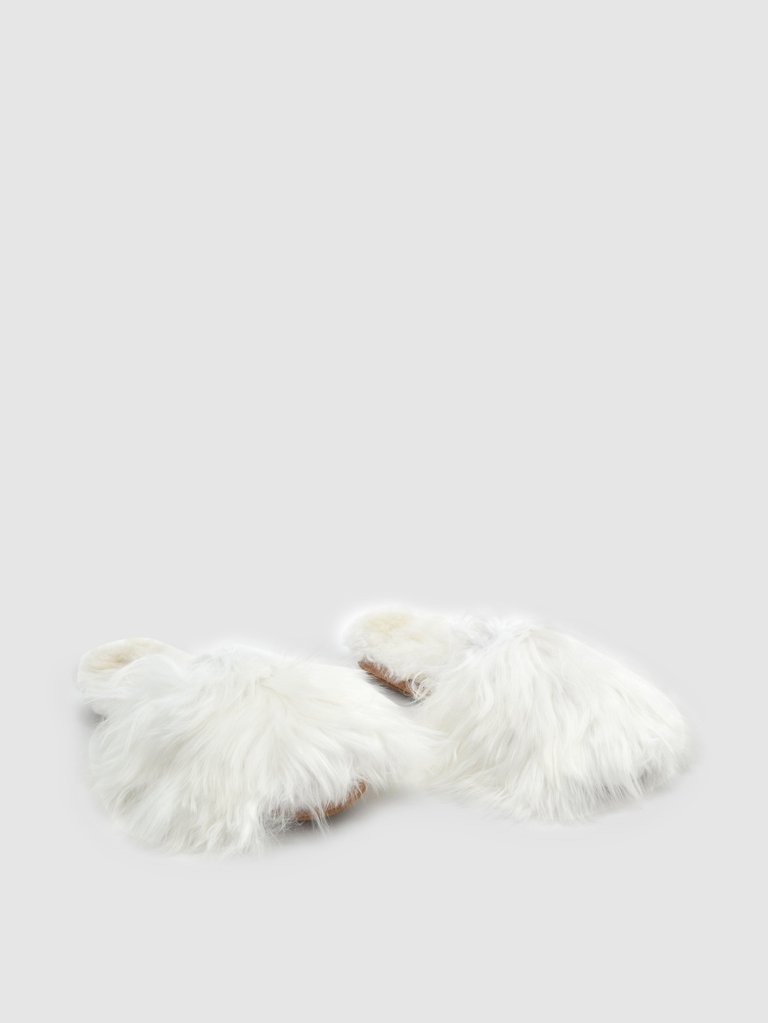 Suri Alpaca Slipper White - White