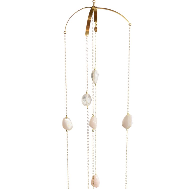 Ariana Ost Aura Rose And Clear Quartz Mobile In Gold