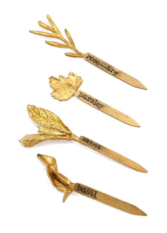 Ariana Ost Cast Herb Plant Markers, Set Of 4 In Gold