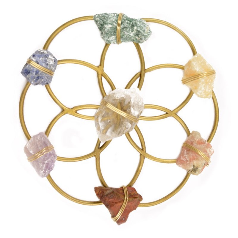 Ariana Ost Chakra Balancing Flower Of Life Healing Crystal Grid In Gold