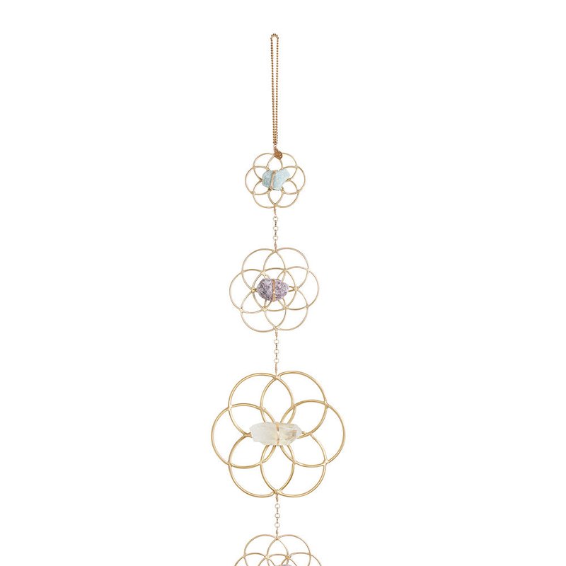 Ariana Ost Crystal Grid Flower Of Life Wall Hanging In Gold