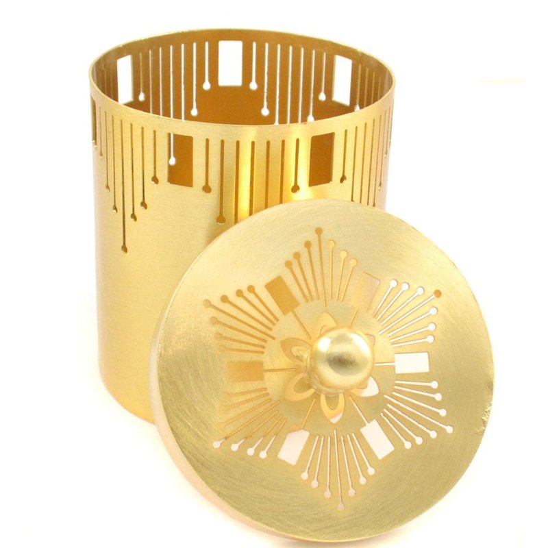Ariana Ost Deco Floral Canister In Gold