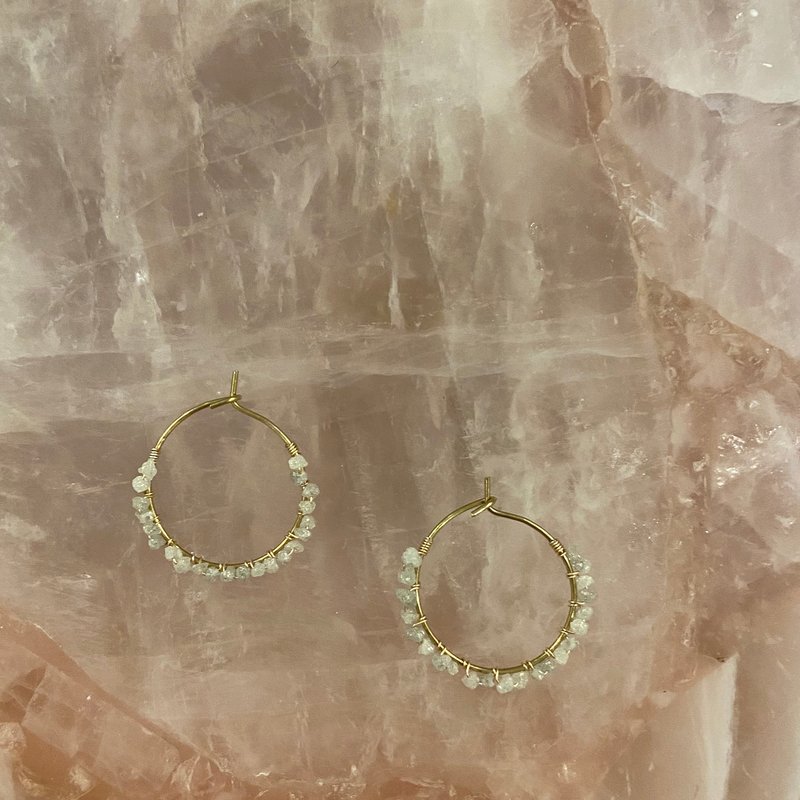 Ariana Ost Delicate Rough Diamond Hoop Earrings In Gold