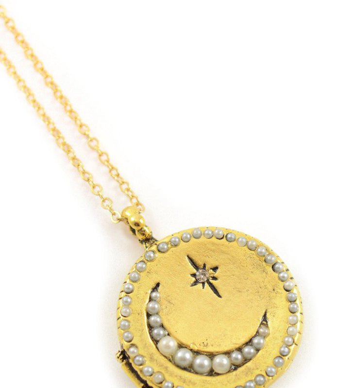 Ariana Ost Embellished Moon North Star Locket In Gold