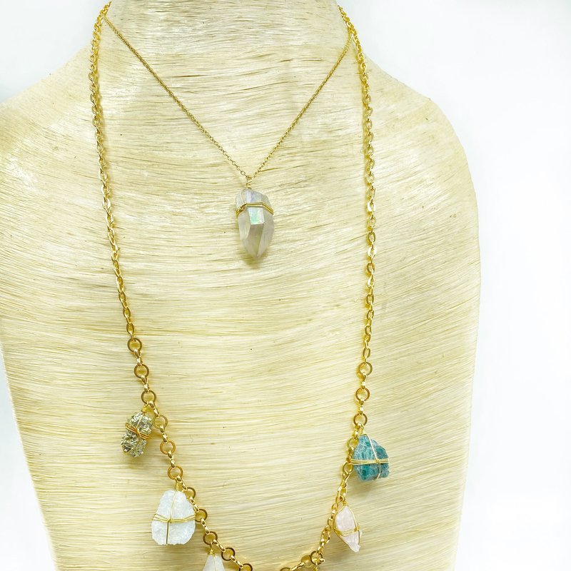 Ariana Ost Healing Crystal Garland Layered Necklace In Gold
