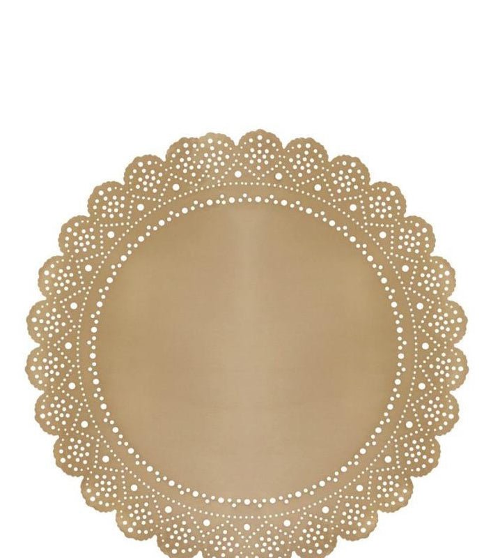 Ariana Ost Lace Doily Metal Placemat Charger In Gold