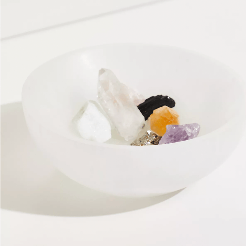 Ariana Ost Large Polished Selenite Charging Crystal Bowl In White