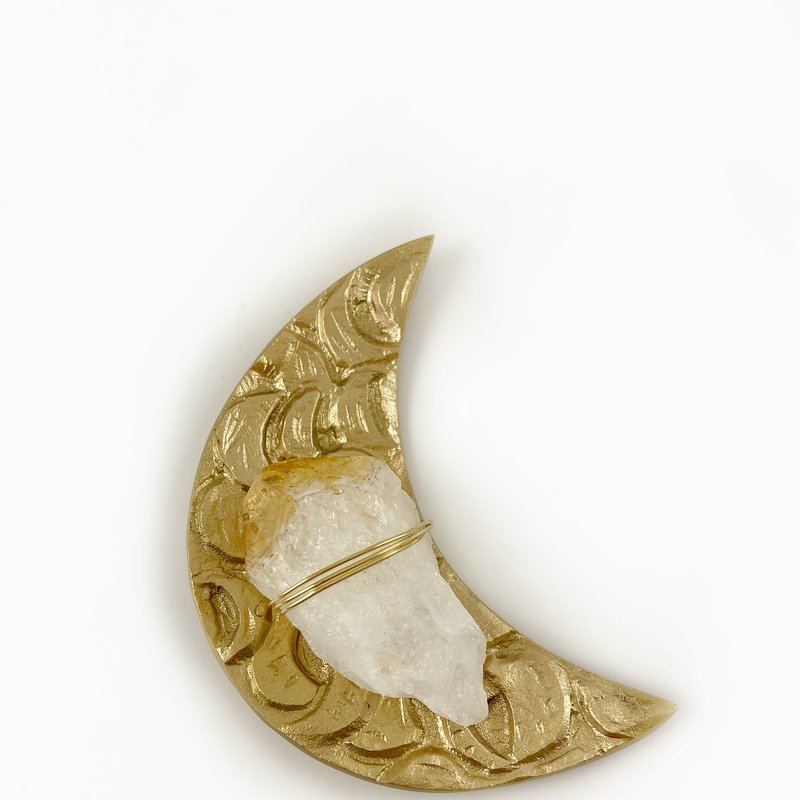 Ariana Ost Moon Phase Dish With Citrine Healing Crystal In Gold
