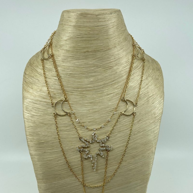 Ariana Ost North Star Celestial Herkimer Diamond Necklace In Gold