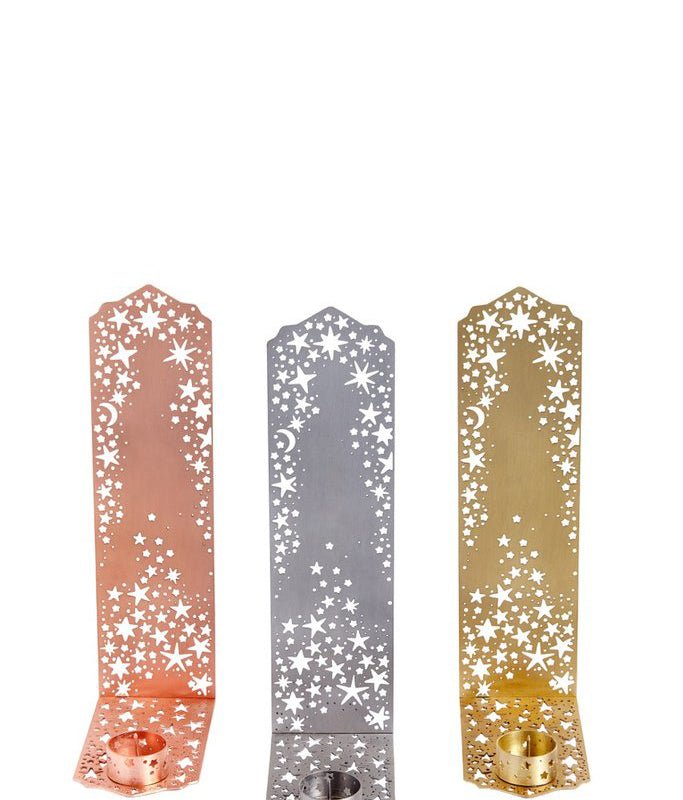 Ariana Ost Reflective Twinkling Star Candle Holder In Grey