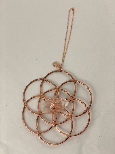 Ariana Ost Single Crystal Grid Flower Of Life Ornament In Gold