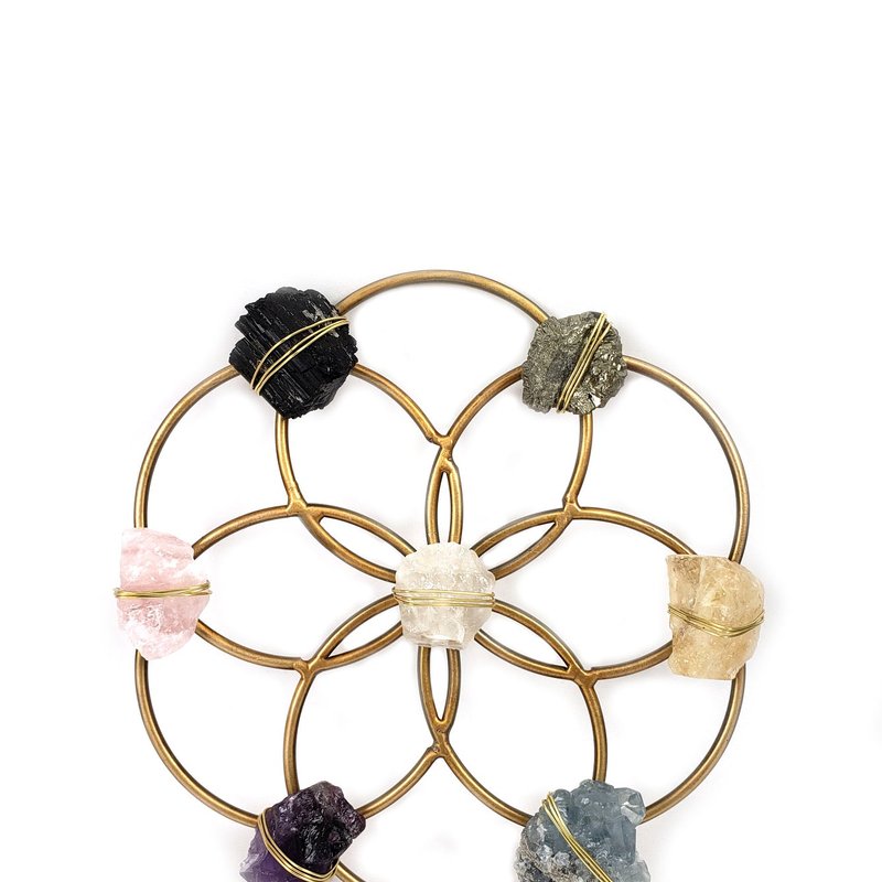 Ariana Ost Small Flower Of Life Healing Crystal Grid In Gold