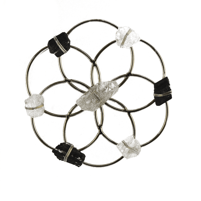 Ariana Ost Small Flower Of Life Healing Crystal Grid In Black