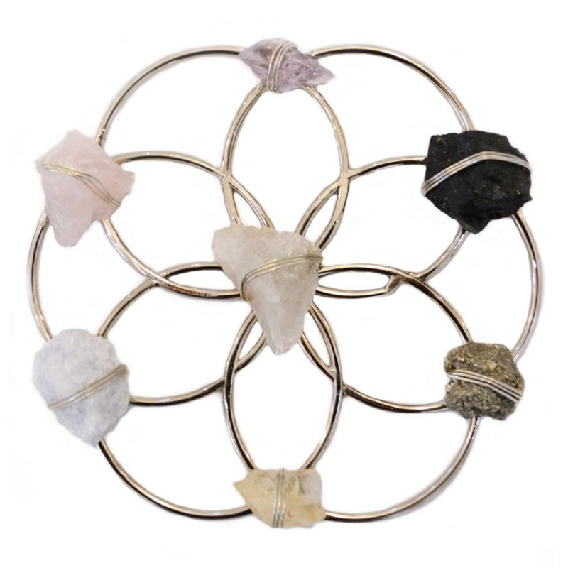 Ariana Ost Small Flower Of Life Healing Crystal Grid In Grey