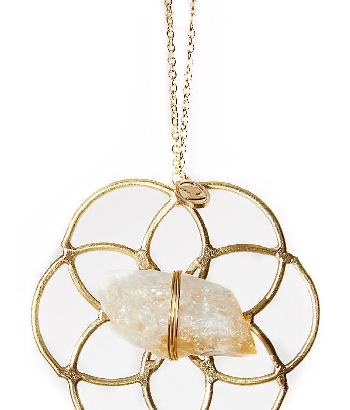 Ariana Ost Super Mini Grid Flower Of Life Ornament Citrine In Gold