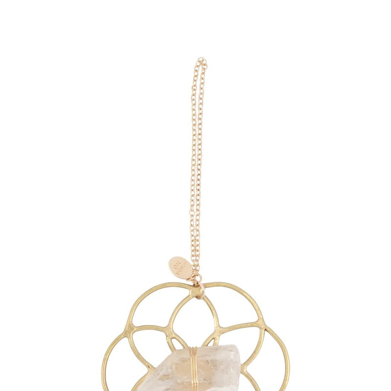 Ariana Ost Super Mini Grid Flower Of Life Ornament Clear Quartz In Gold