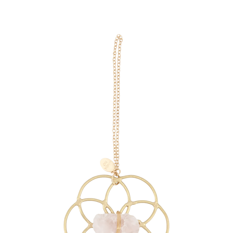 Ariana Ost Super Mini Grid Flower Of Life Ornament Rose Quartz In Gold