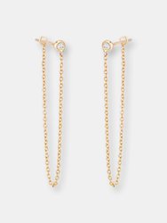 Bezel-Set Diamond Chain Earrings (3" drop) - White Gold