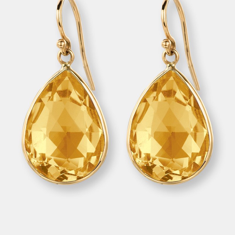 Ariana Rabbani Citrine Pear Shape Earrings In Yellow Gold
