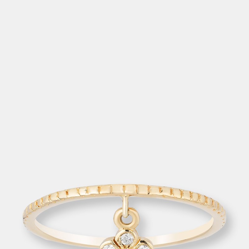 Ariana Rabbani Diamond Dangle Flower Ring In White Gold