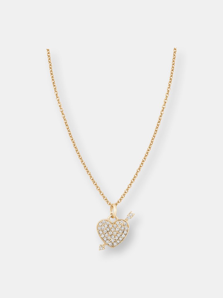 Diamond Heart & Arrow Necklace - Gold