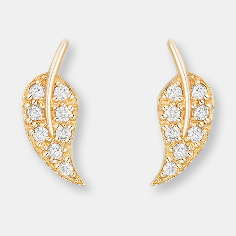 Ariana Rabbani Diamond Leaf Earrings In Yellow Gold