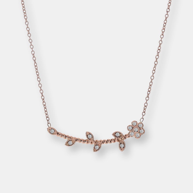Ariana Rabbani Flower & Diamond Necklace In Rose Gold
