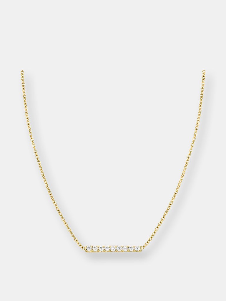 Mini Diamond Bar Necklace - Yellow Gold