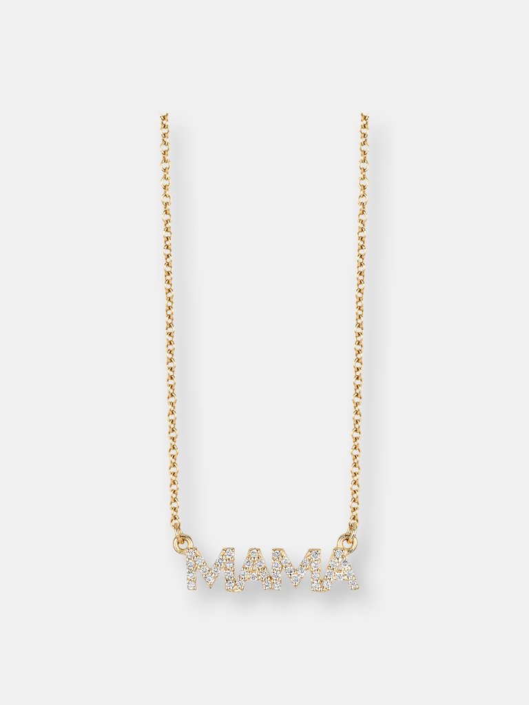 Mini Diamond MAMA Necklace - White Gold