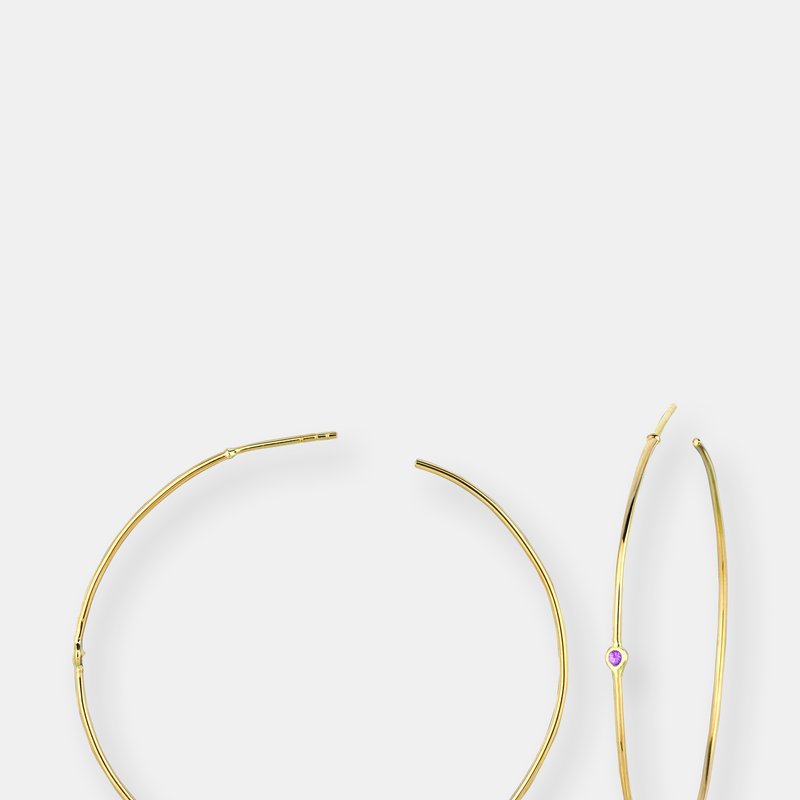 Ariana Rabbani Single Pink Sapphire Hoop Earrings In Rose Gold