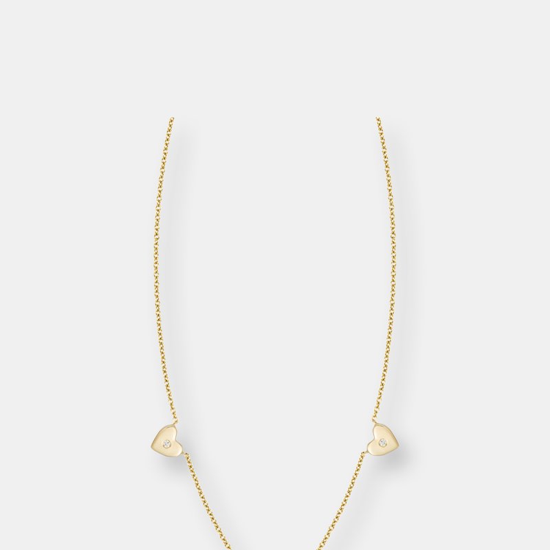 Ariana Rabbani Three Diamond Bezel-set Gold Heart Necklace In Yellow Gold