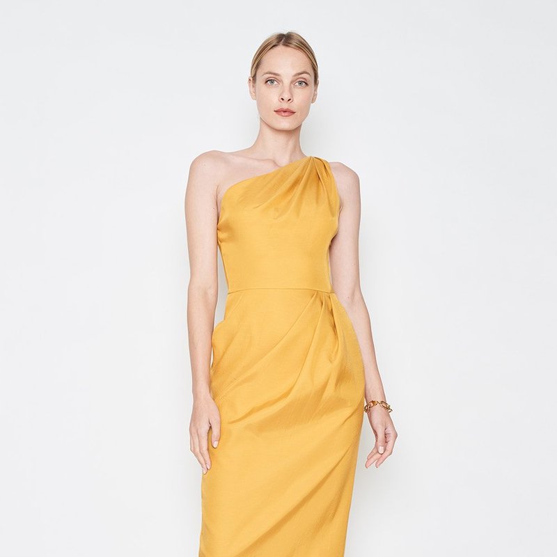 Arias New York One-shoulder Draped Dress In Yellow