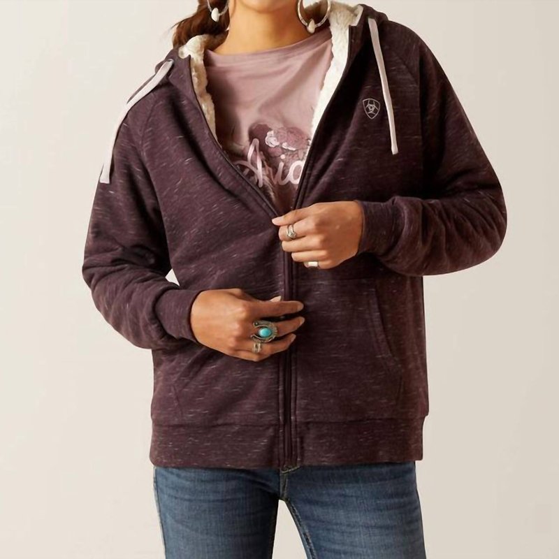 Shop Ariat Real Sherpa Full Zip Hoodie In Purple
