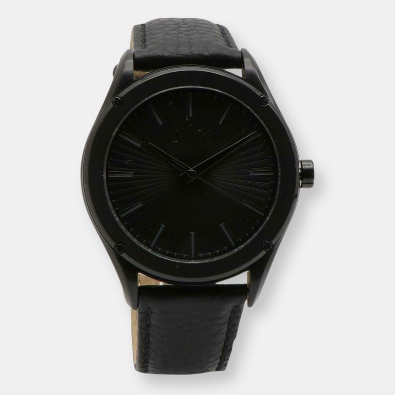 Armani Exchange Men's Fitz Ax2805 Black Leather Japanese Quartz Dress Watch