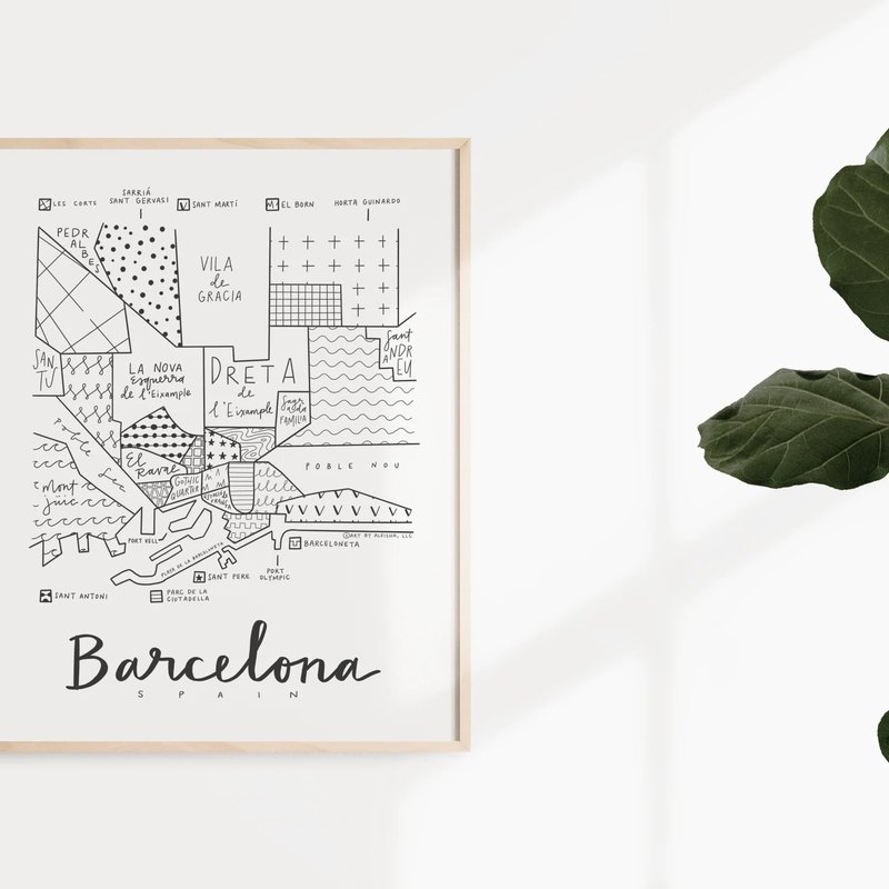 Art By Aleisha Barcelona Neighborhood Map Print