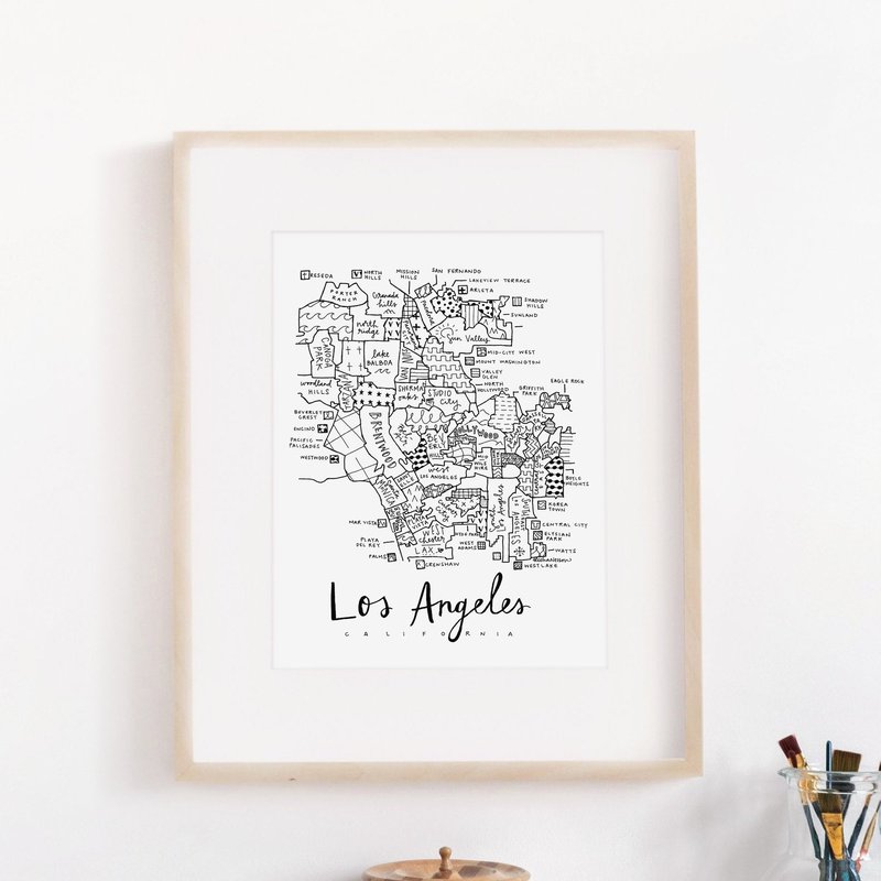Art By Aleisha Los Angeles Neighborhood Map Print