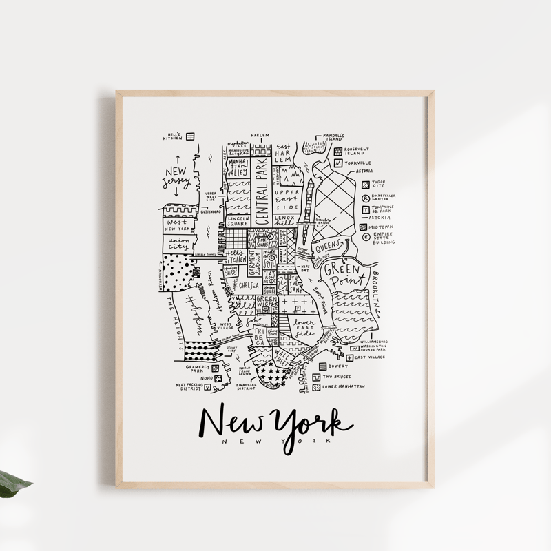 Art By Aleisha New York City Neighborhood Map Print