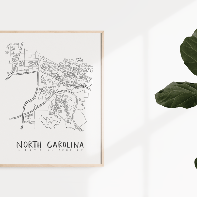 Art By Aleisha North Carolina State University Campus Map Print