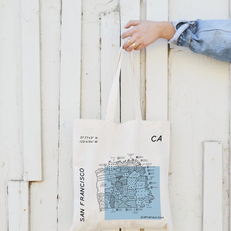 Art By Aleisha San Francisco Map Tote In White