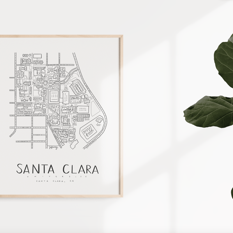 Art By Aleisha Santa Clara University (updated 2023) Campus Map Print