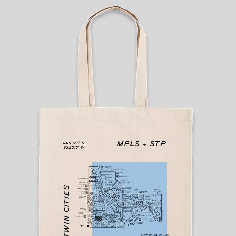 Shop Art By Aleisha Twin Cities Map Tote In White