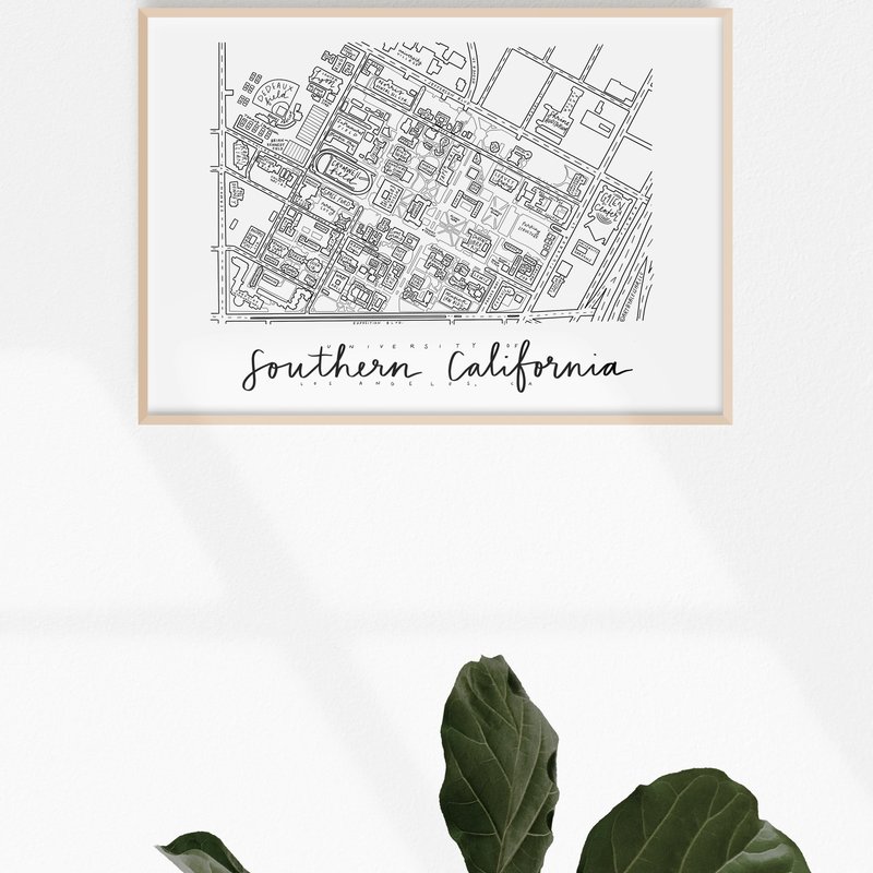 Art By Aleisha University Of Southern California (usc) Campus Map Print