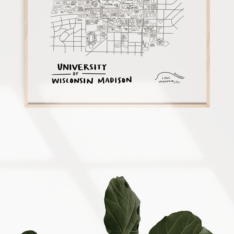 Art By Aleisha University Of Wisconsin Madison Campus Map Print