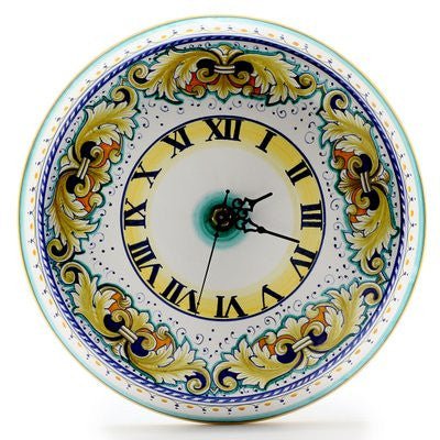 Artistica - Deruta Of Italy Deruta Vario: Round Wall Clock Dec Foglie Verdi In Multi