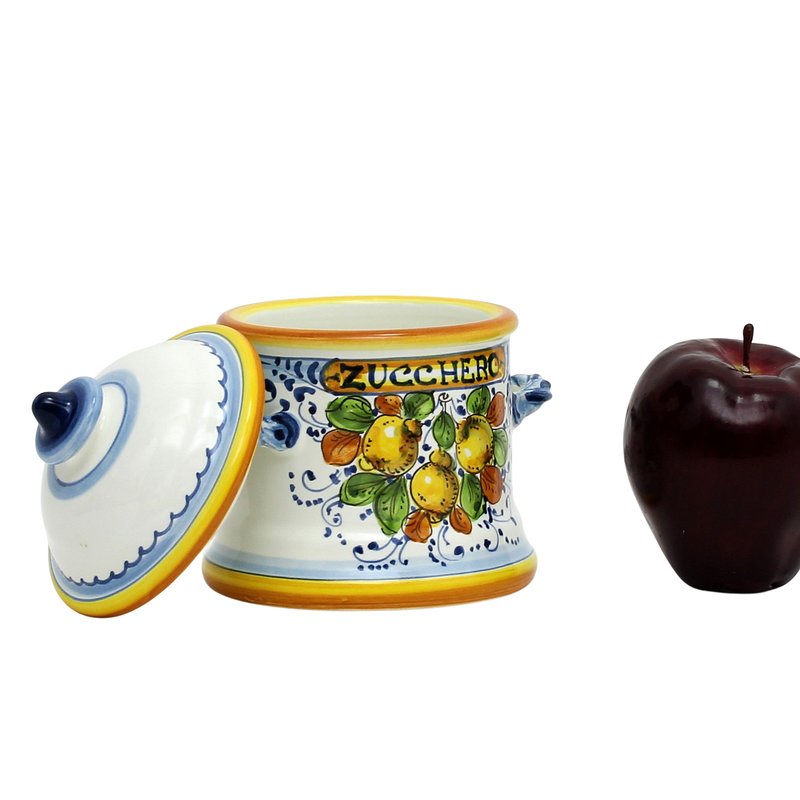 Shop Artistica - Deruta Of Italy Limoncini: Sugar 'zucchero' Canister With Handles In White