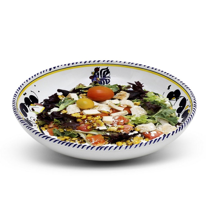 Shop Artistica - Deruta Of Italy Orvieto Blue Rooster: 3 Pieces Place Setting In White